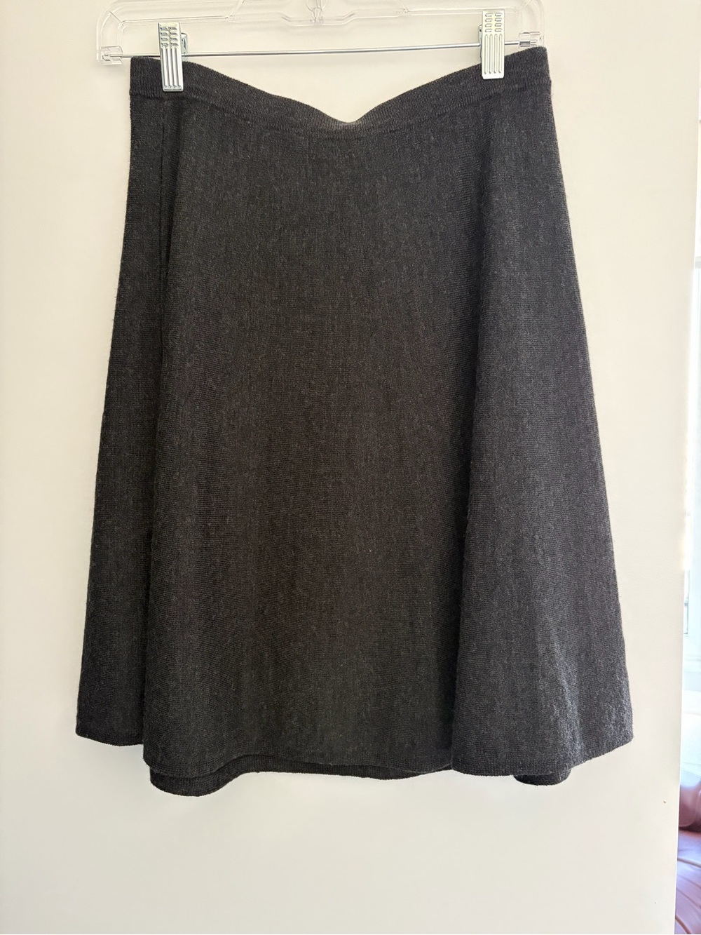 Eileen Fisher Dark Charcoal A-Line Wool Skirt